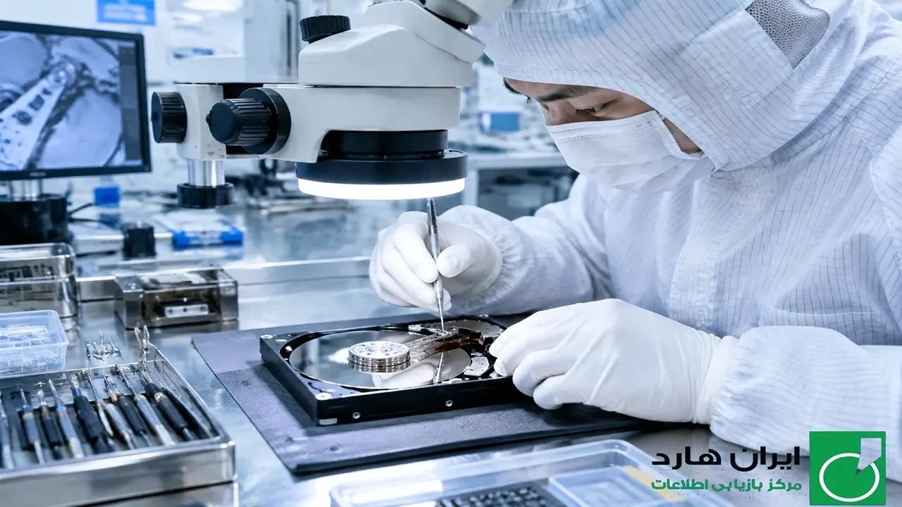 جراحی سخت افزاری هارد دیسک سرور در کلین روم کلاس صد توسط مهندس بازیابی اطلاعات 