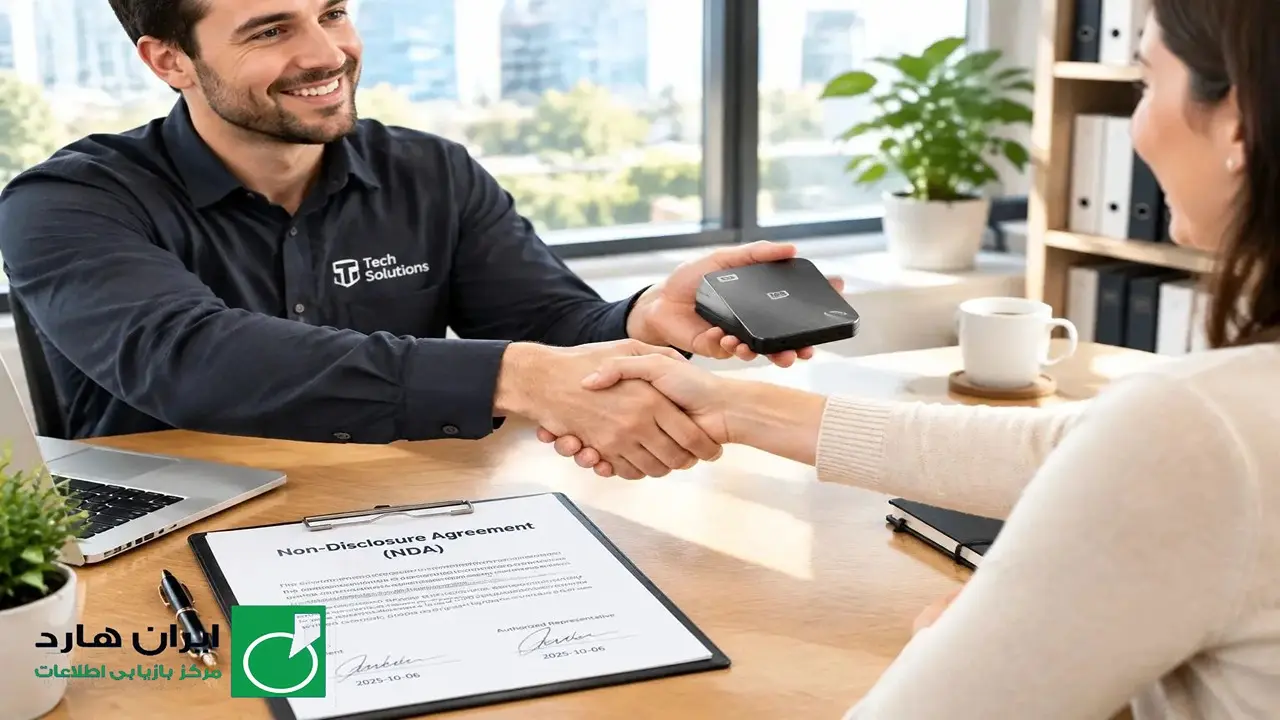 تحویل هارد بازیابی شده به مشتری با تضمین امنیت اطلاعات و حفظ حریم خصوصی در آمل