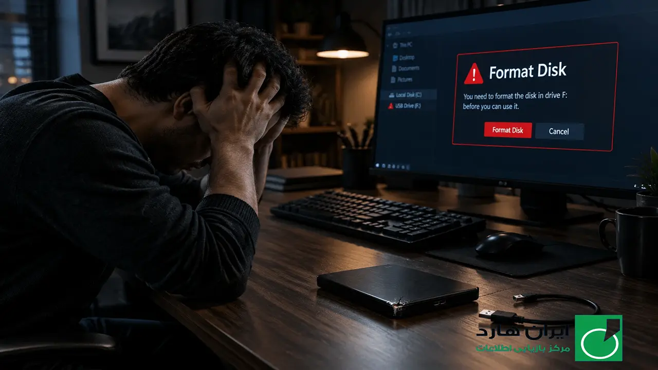 استرس کاربر هنگام مواجهه با پیغام فرمت هارد و پریدن اطلاعات