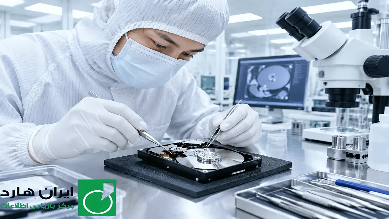 مراحل حساس جراحی هارد دیسک ضربه خورده در محیط استاندارد کلین روم در مراکز رشت

