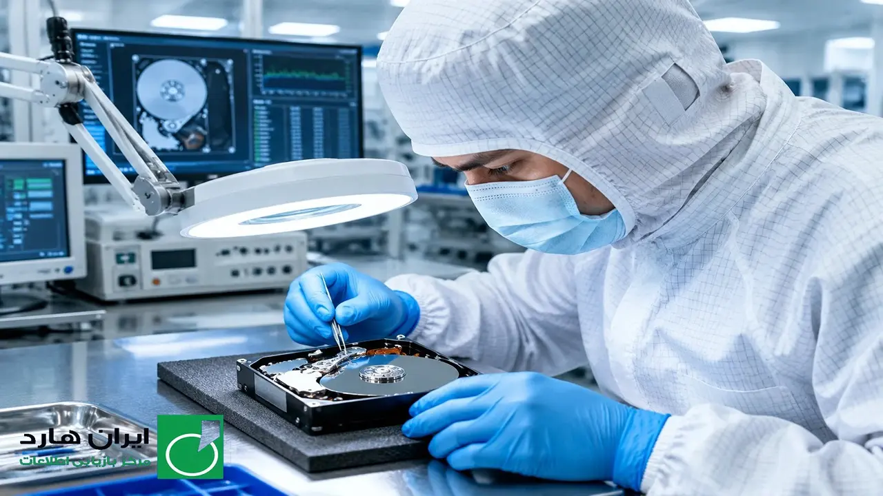 جراحی هارد دیسک سوخته در محیط ایزوله کلین روم توسط متخصص بازیابی اطلاعات

