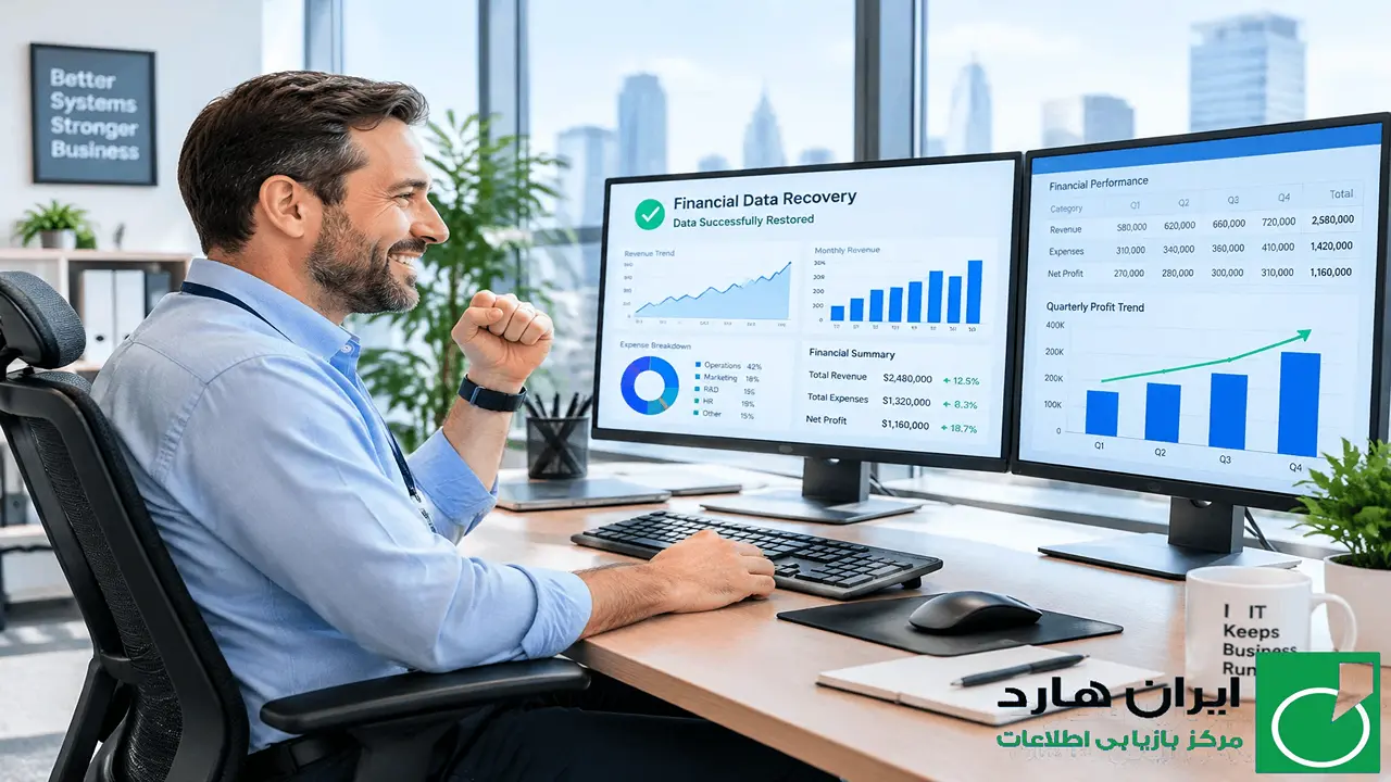 رضایت مدیر سازمان پس از بازیابی موفقیت‌آمیز اطلاعات و دیتابیس سرور